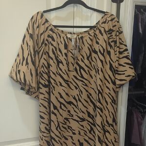Entro Zebra Print Tunic in Tan and Black
